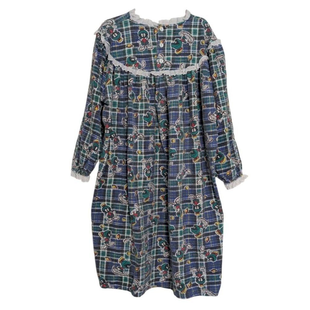 Handmade Plaid Marvin the Martian Nightgown Womens Size XL Flannel Oversize